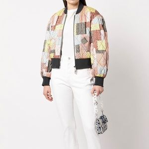 Cinq à Sept Multicolor Patchwork Bomber Jacket